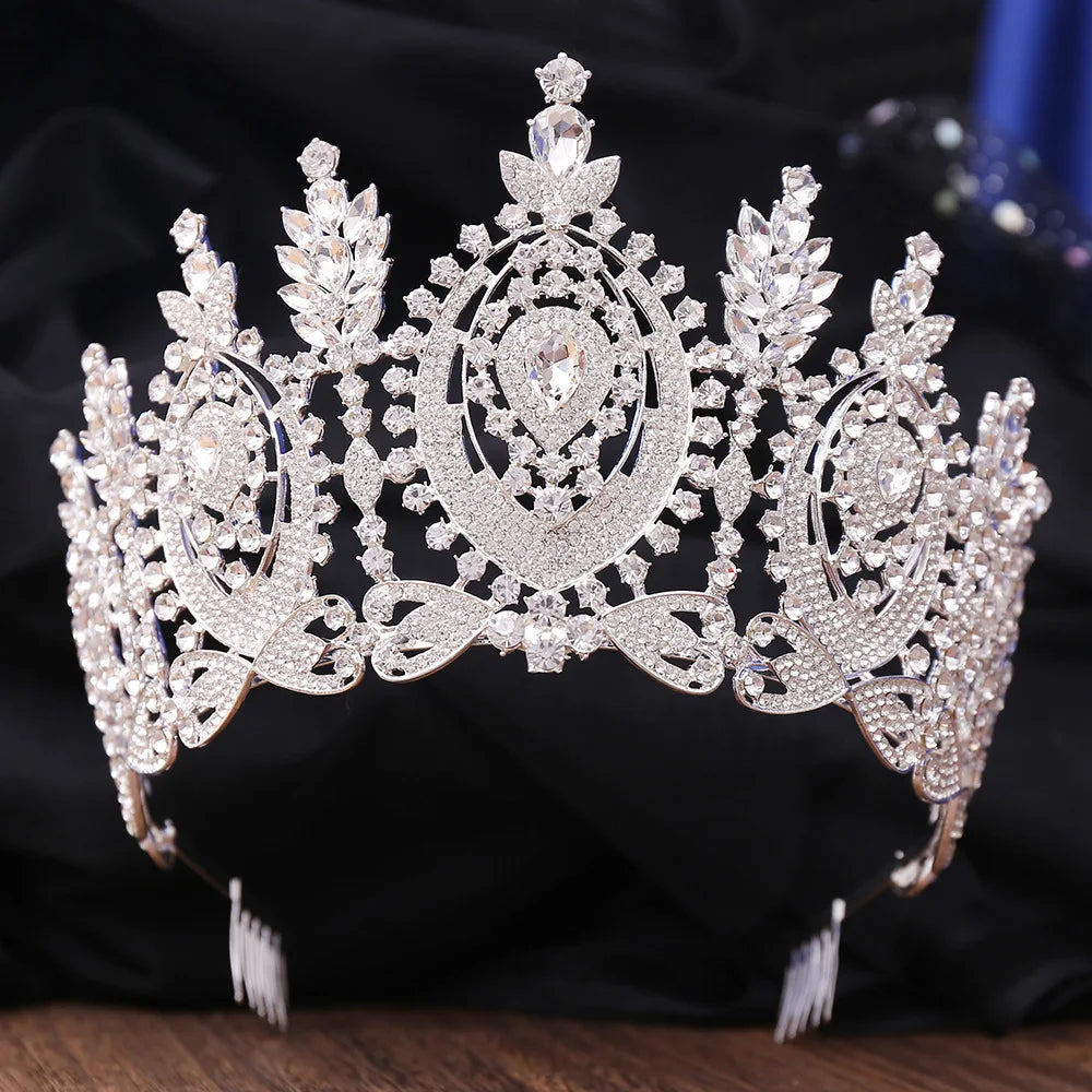 Pageant Party Tiara Regal Full Crystal Crown Hair Accessory, Unleash your inner royalty with our opulent crystal tiara crown, 