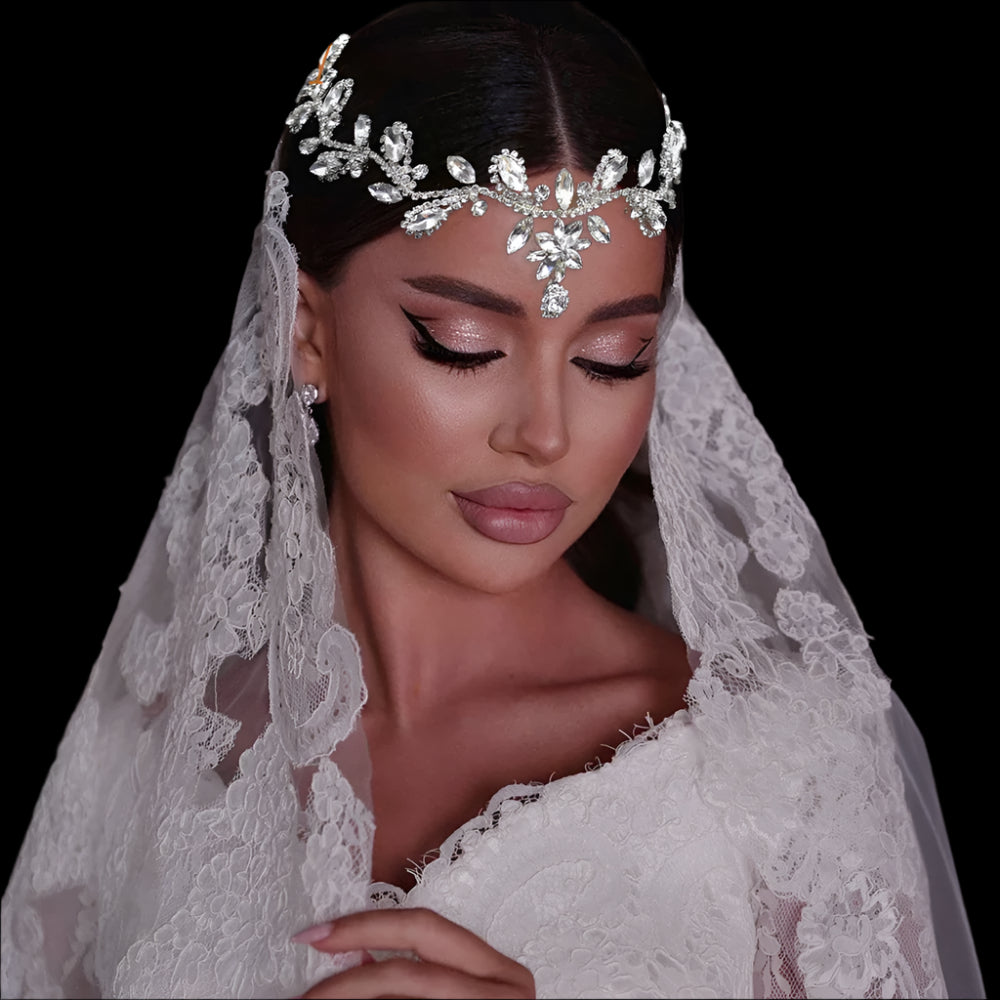 Wedding Hair Accessory Forehead Headband Crystal Bridal Tiara