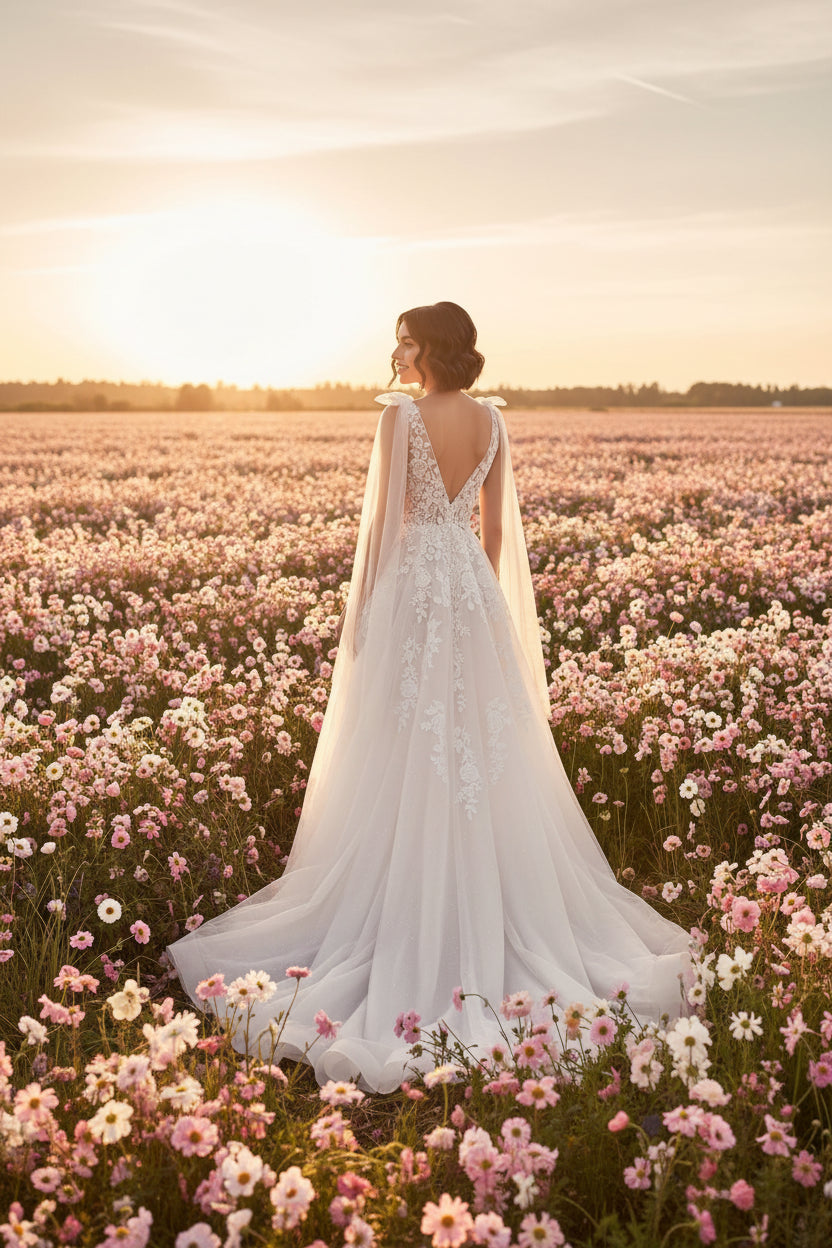Modern Lace A-line Tulle Sleeveless Wedding Dress
