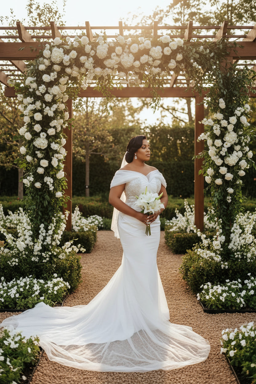 Plus Size Mermaid Wedding Dresses Sweep Train Bridal Gown