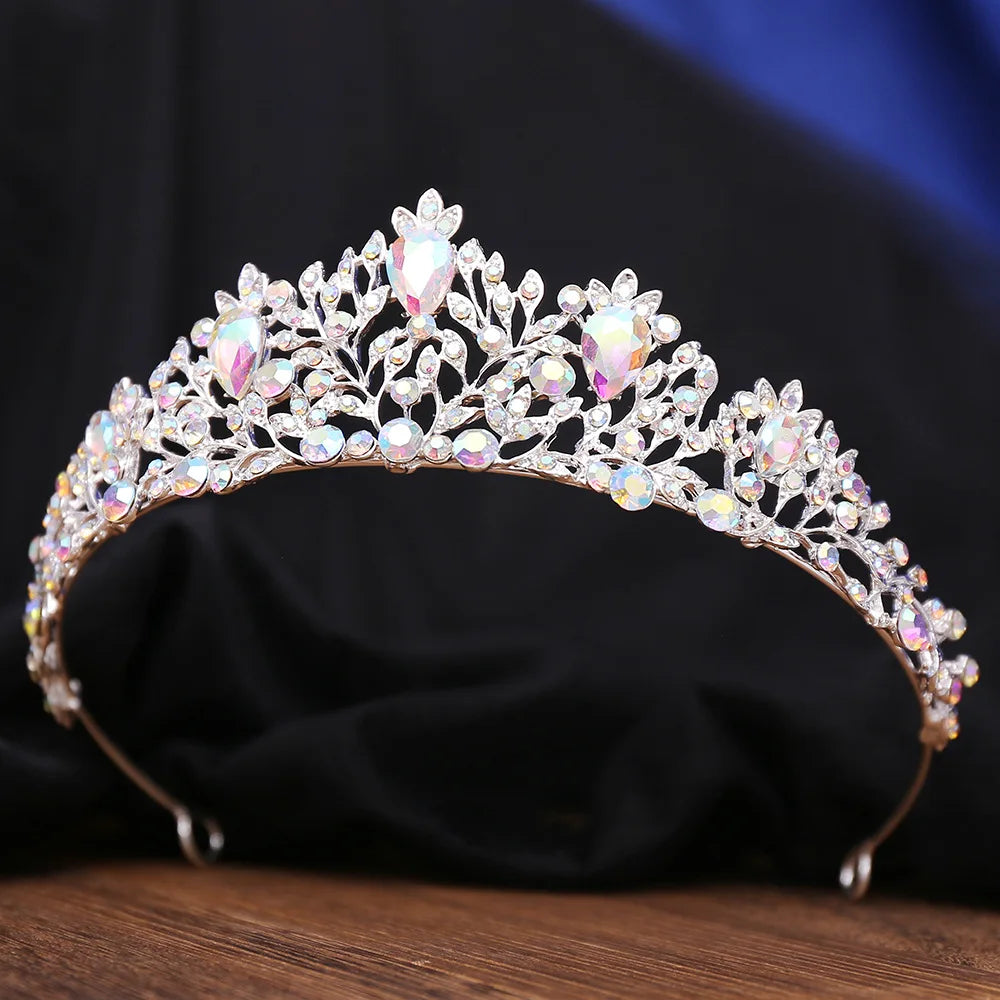 Birthday Tiara Rhinestone Crystal Princess Crown Hair Accessory, Elevate your bridal look with our Rhinestone Crystal Princess Tiara C
