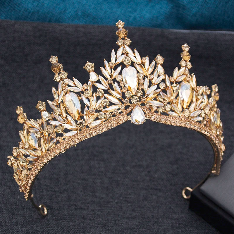 Champagne Crystal Crown Tiara Hair Accessory, Sparkle and shine with our Champagne Crystal Crown Tiara Hair Accessories