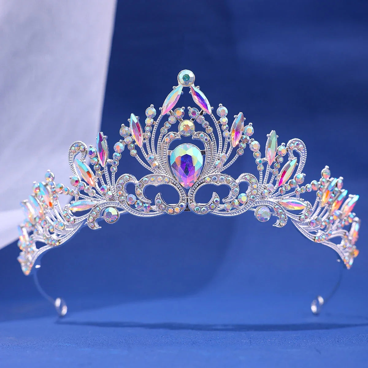 Quinceanera Crystal Tiara Party Crown Hair Accessory, Turn heads at your next event with our Multicolor Crystal Party Tiara Crown
