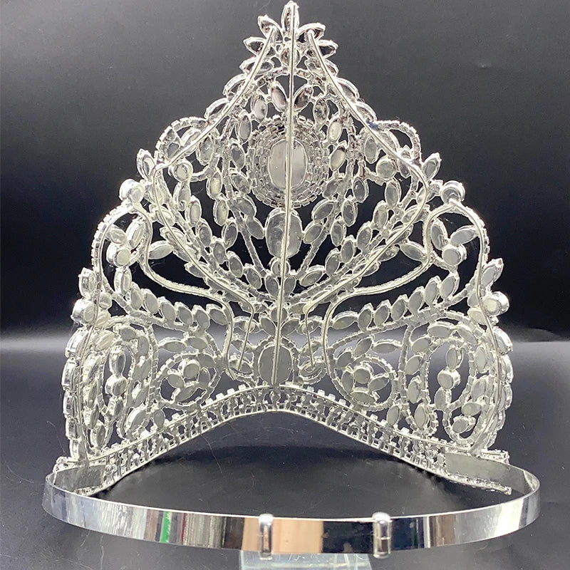 Pageant Crown Crystal Tall Queen Tiara Crown Hair Accessory, Make a grand entrance with this Pageant Crown Crystal Tall Queen Tiara 