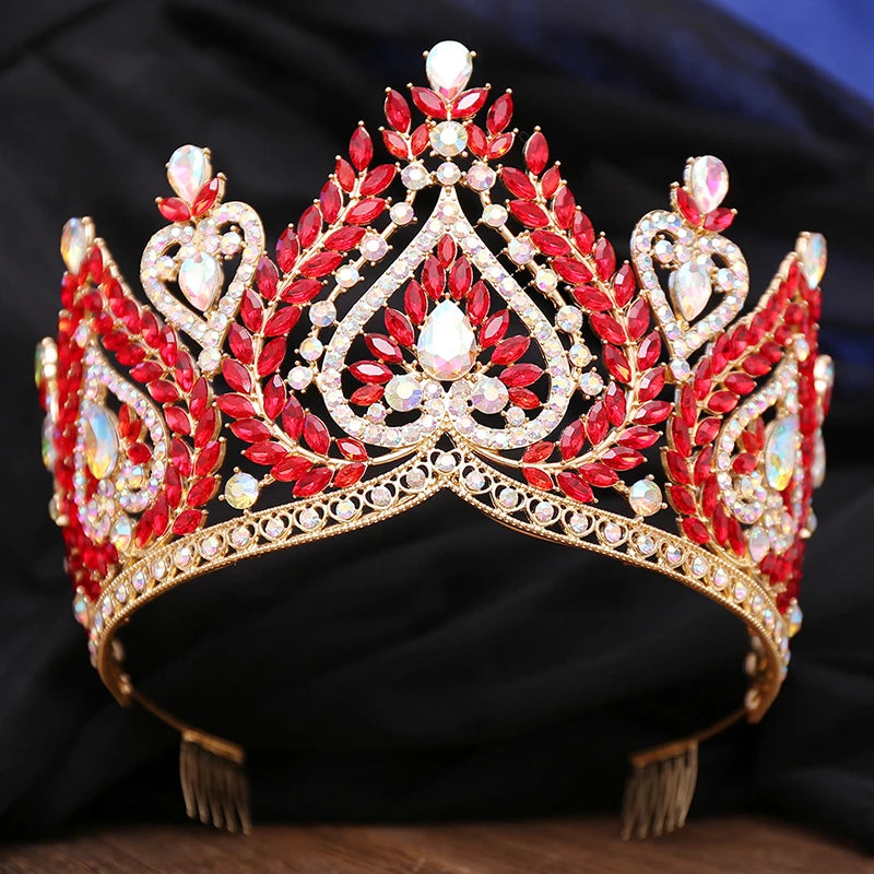 Crystal Pageant Crown Tall Winners Tiara Hair Special Event Accessory, steal the spotlight with this stunning crystal pageant crown