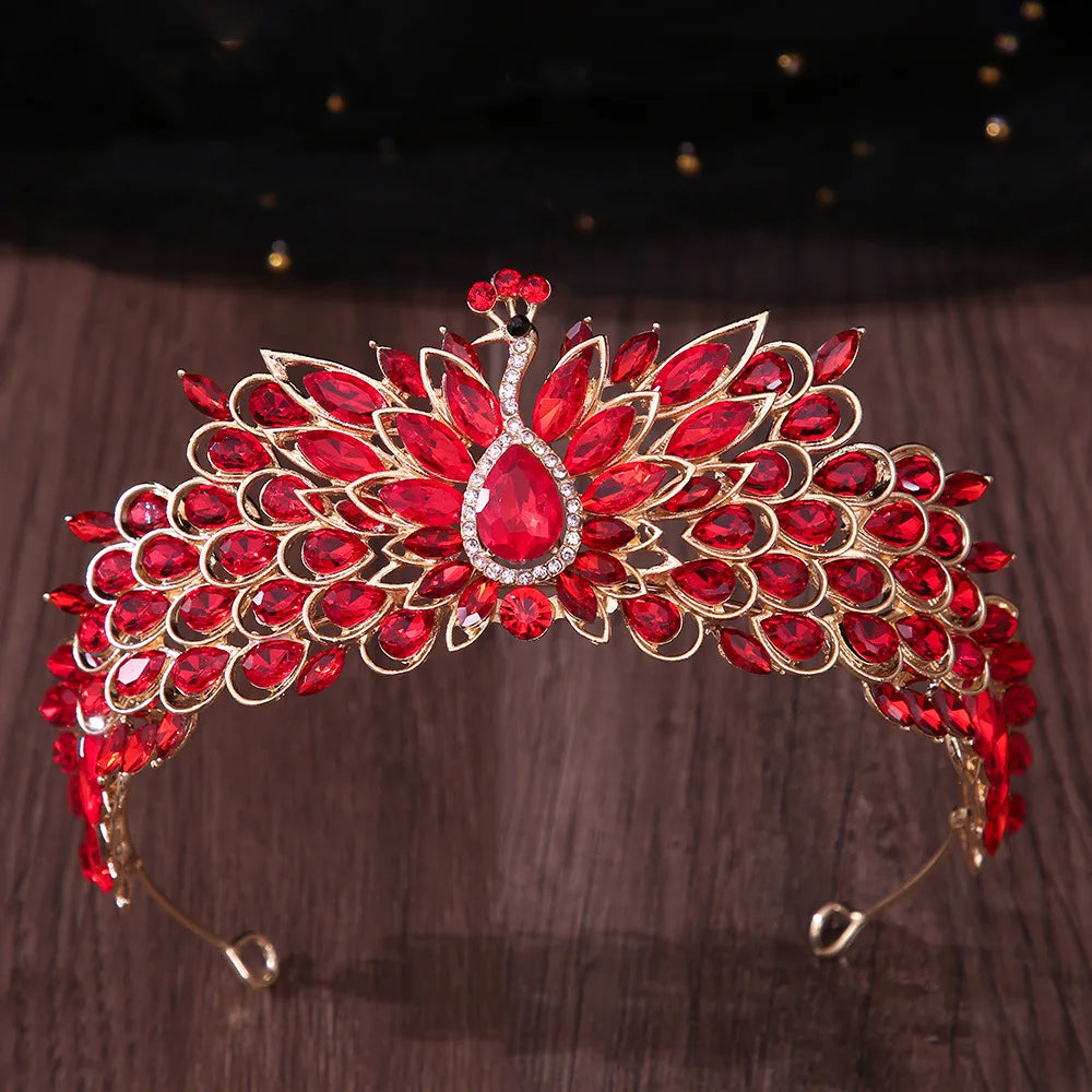Crystal Peacock Crown Bridal Tiara Hair Accessories