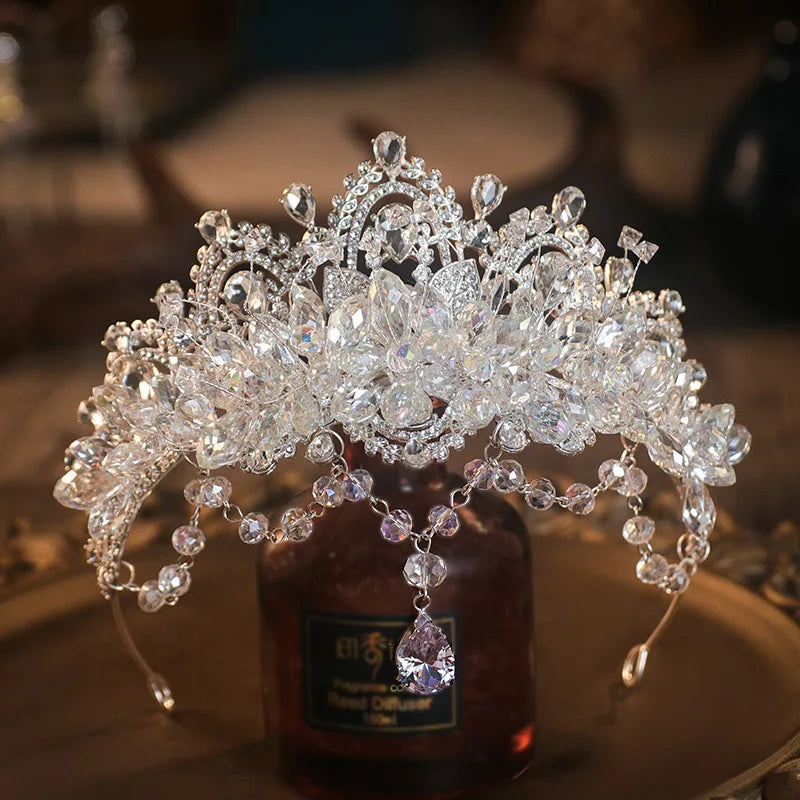 Crystal Wedding Tiara Crown Bridal Hair Accessory, Indulge in opulent elegance with our Crystal Wedding Bridal Tiaras Crown - the perfect hair accessory for your next special event.