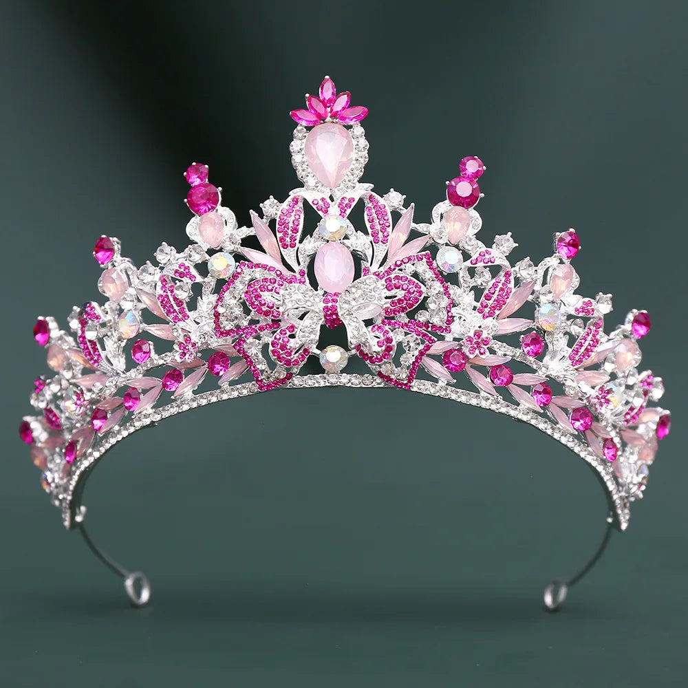 Crystal Tiara Crown Bowknot Party  Rhinestone  Event Hair Accessory, elevate your party look with this dazzling crystal tiara crown!