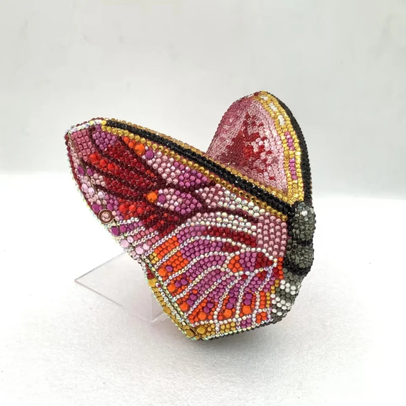 Beaded Clutch For Special Occasions Butterfly Crystal Evening Bag, Elevate your evening ensemble with this butterfly-shaped crystal clutch