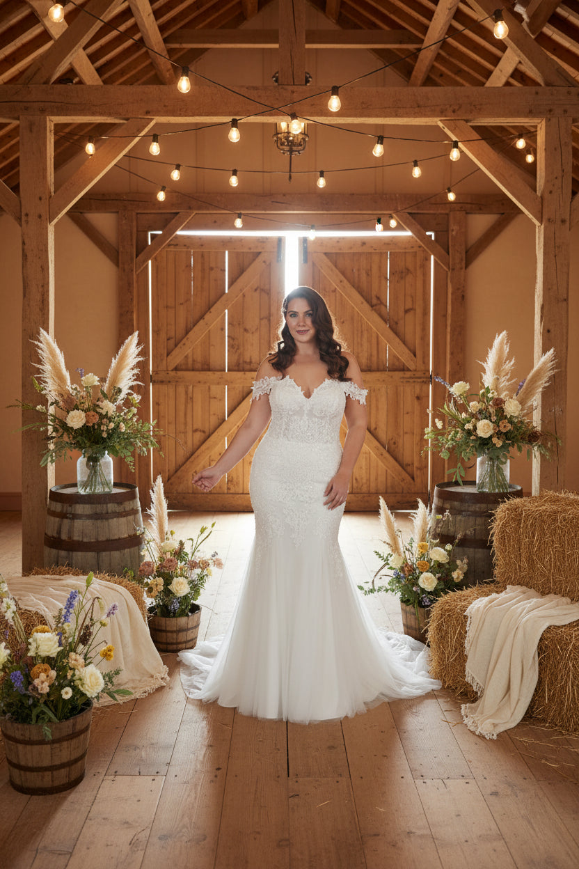 Plus Size Wedding Dress Mermaid Sweep Train Bridal Gown