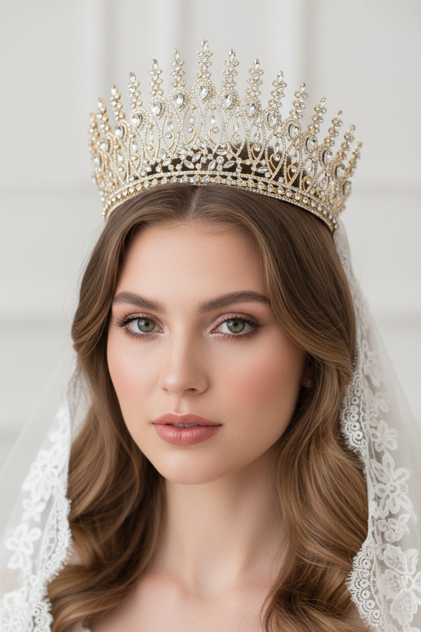 Royal Crystal Tiara Crowns Wedding Party  Hair Accessories