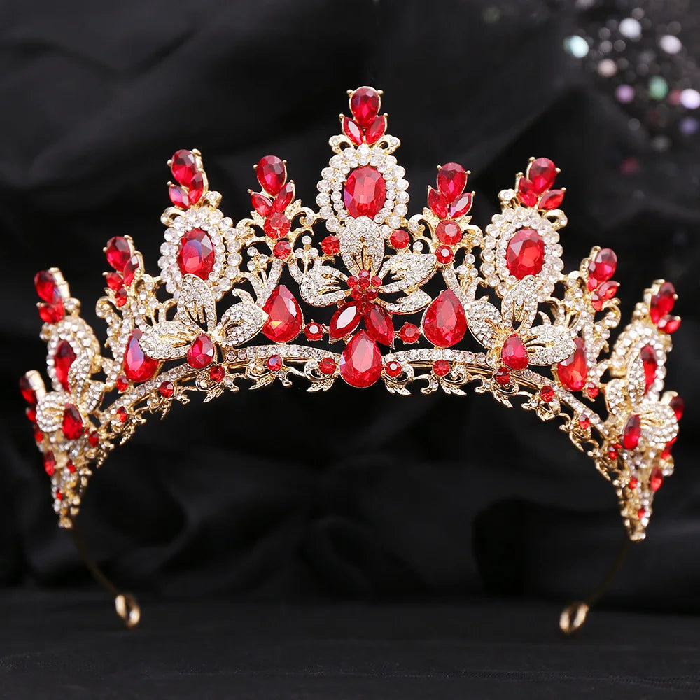 Quinceanera Tiara Crystal Flower Crown Princess Party Hair Accessory, Elevate your look with our exquisite rhinestone and crystal tiara crown