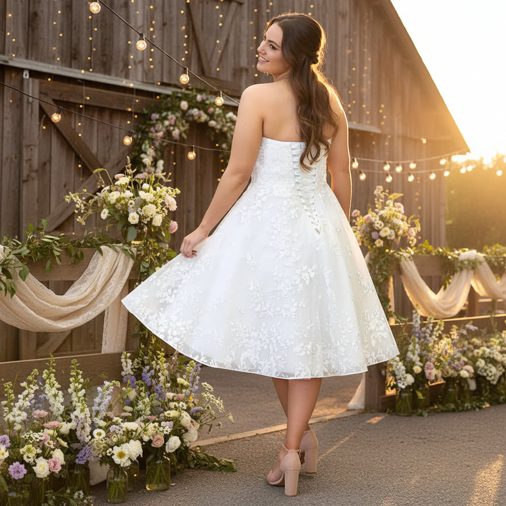 sachin and babi light blue dress Tea Length Wedding Gowns: Modest V Neck Bridal Dress... From Alegant_lady,  $111.24 main image 1