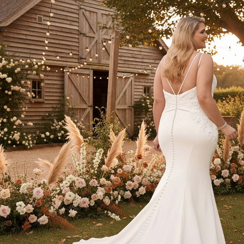 Plus Size Mermaid Wedding Dress Sweep Train Bridal Gown