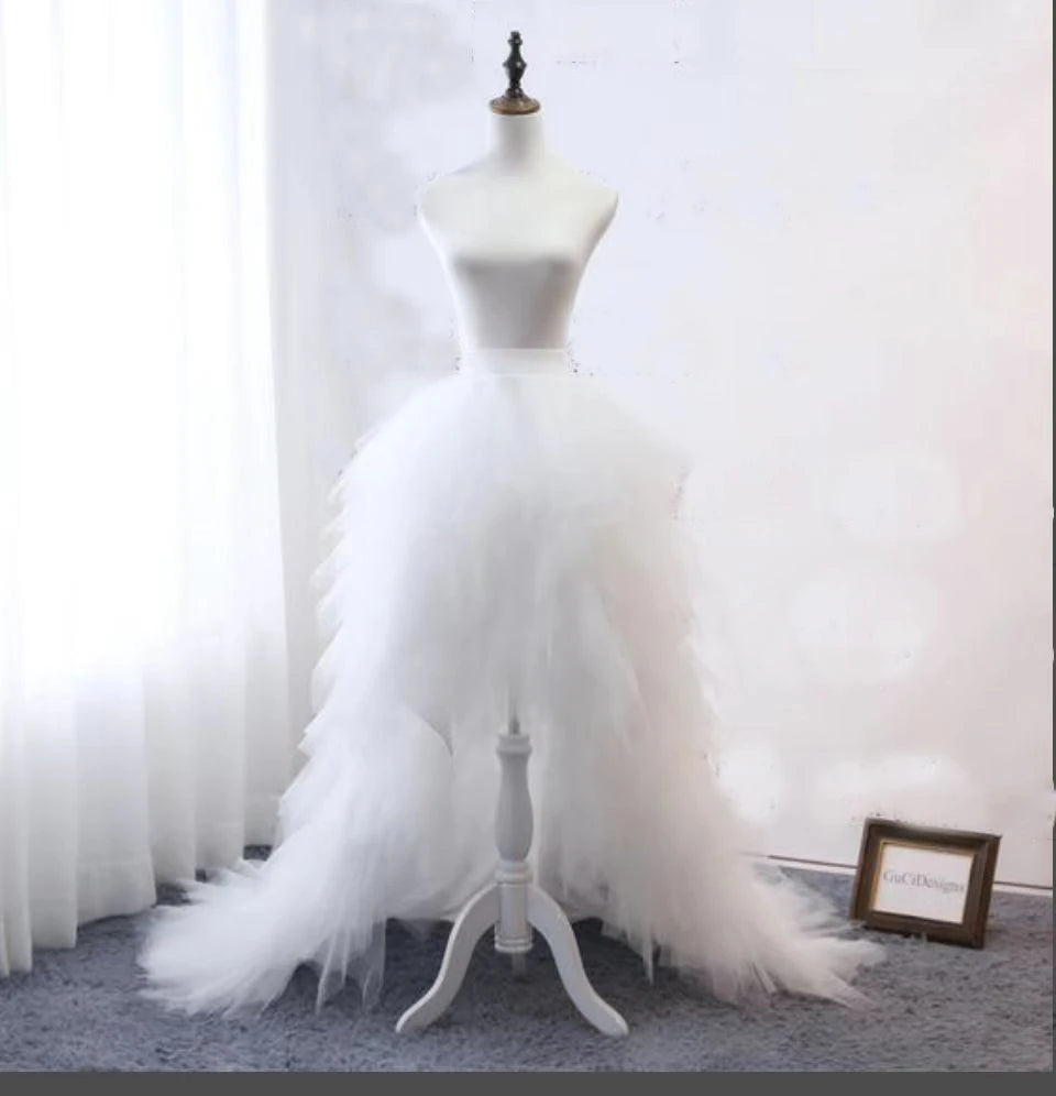 Petticoat Tulle Overskirt Tiered Removable Detachable Train, Add a touch of elegance to your wedding dress with our White Tulle Tiered Detachable Train