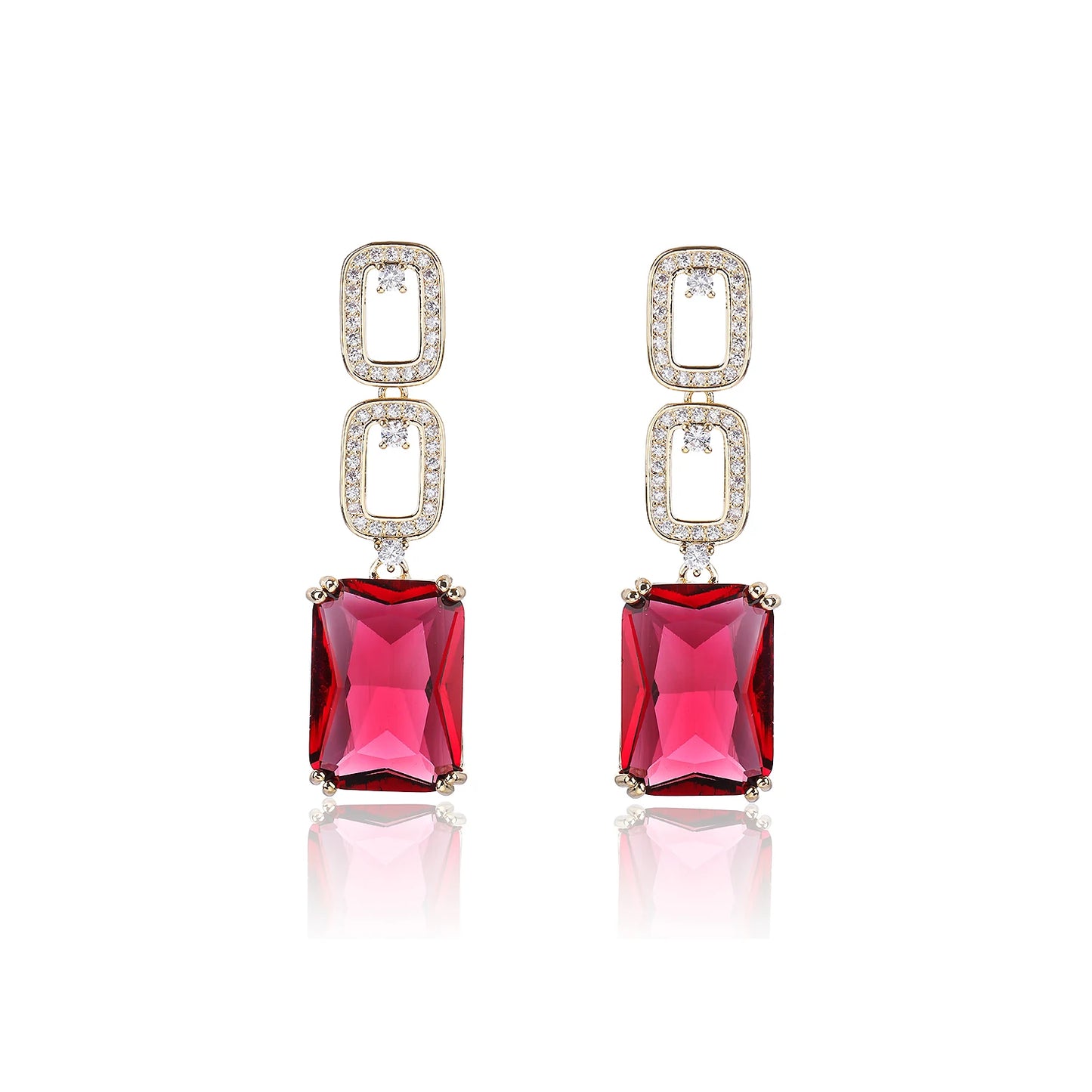 Cubic Zirconia Crystal Drop Earrings Wedding Jewelry Accessory, Add a touch of elegance to your look with these stunning Square Cubic Zirconia Drop Earrings