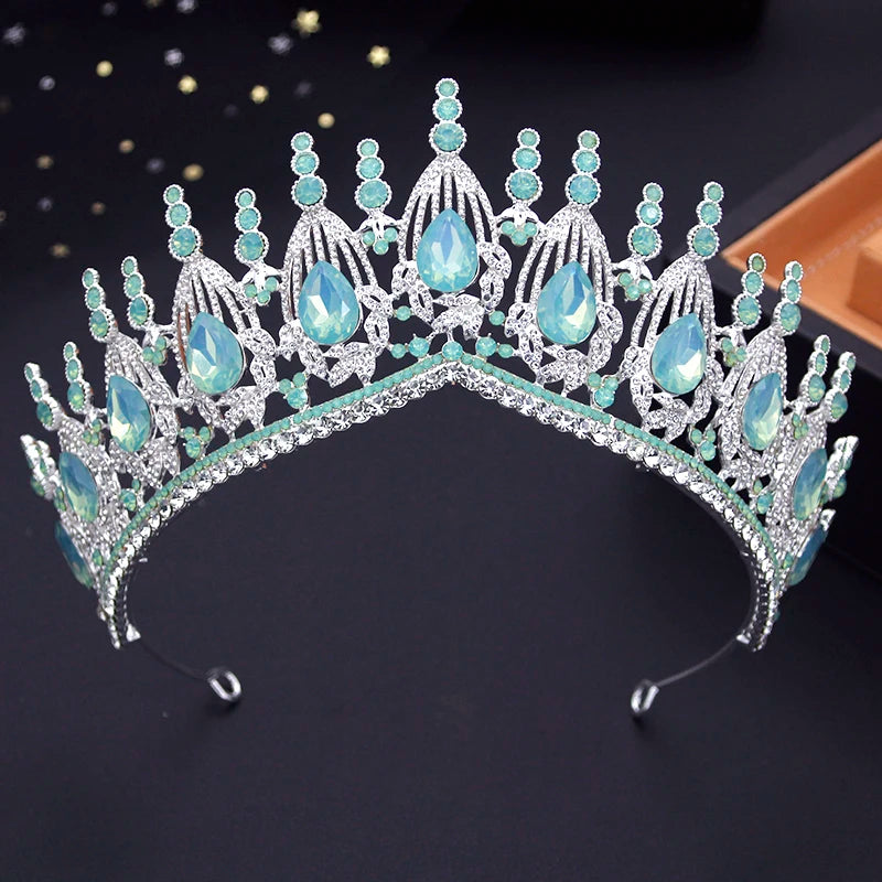 Quinceanera Princess Tiara Crystal Crown Colorful Party Hair Accessory, Enhance your royal look with our stunning tiara crown 