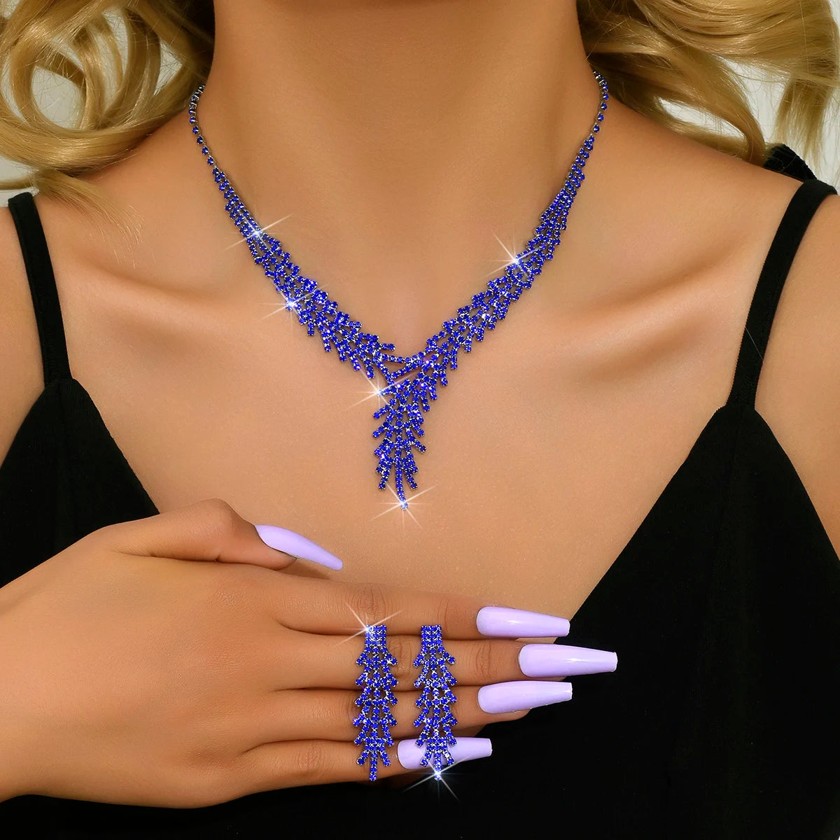 Crystal Jewelry Set 3 Piece Earrings Necklace Wedding Accessories, Complete your event attire with our 3 Piece WOMEN'S Trendy 