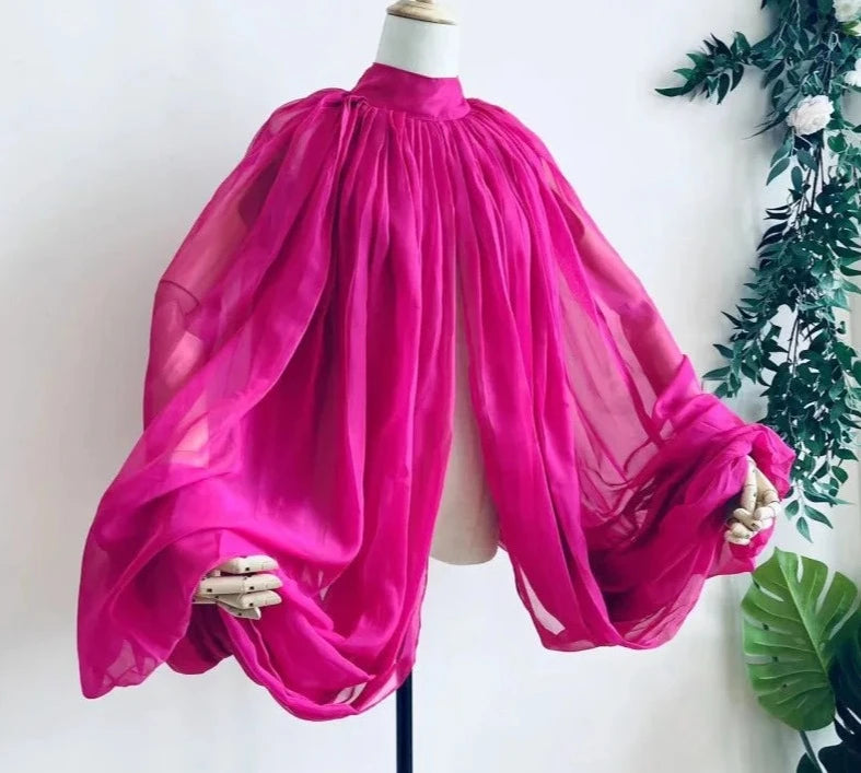 Detachable Sleeves Chiffon Wedding Sleeves Dress Accessory, Crafted from delicate silk chiffon, our stunning wedding cloak 