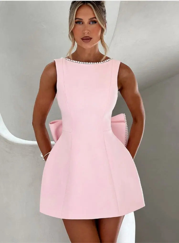 pink mini wedding dress pink mini wedding guest dress Angelica Strapless Structured Mini Dress