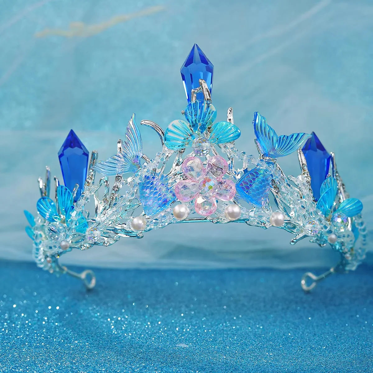 Mermaid Tiara Seashell Starfish Crown Party Hair Accessory, Unleash your inner mermaid with our stunning Mermaid Crown Seashell Starfish Tiara!