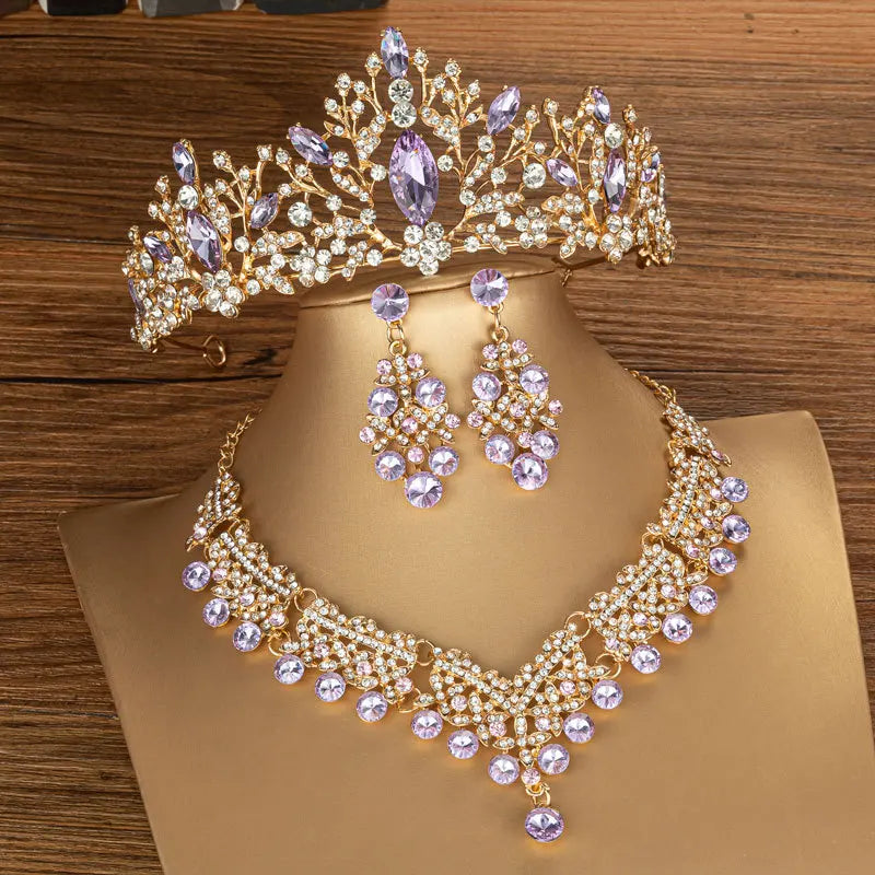Crystal Tiara Jewelry Set Tiara Earrings Choker Necklace Accessory Set, Make a statement with our Crystal Bridal Jewelry Set. 