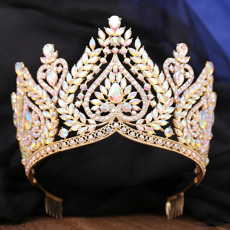 Crystal Pageant Crown Tall Winners Tiara Hair Special Event Accessory, steal the spotlight with this stunning crystal pageant crown