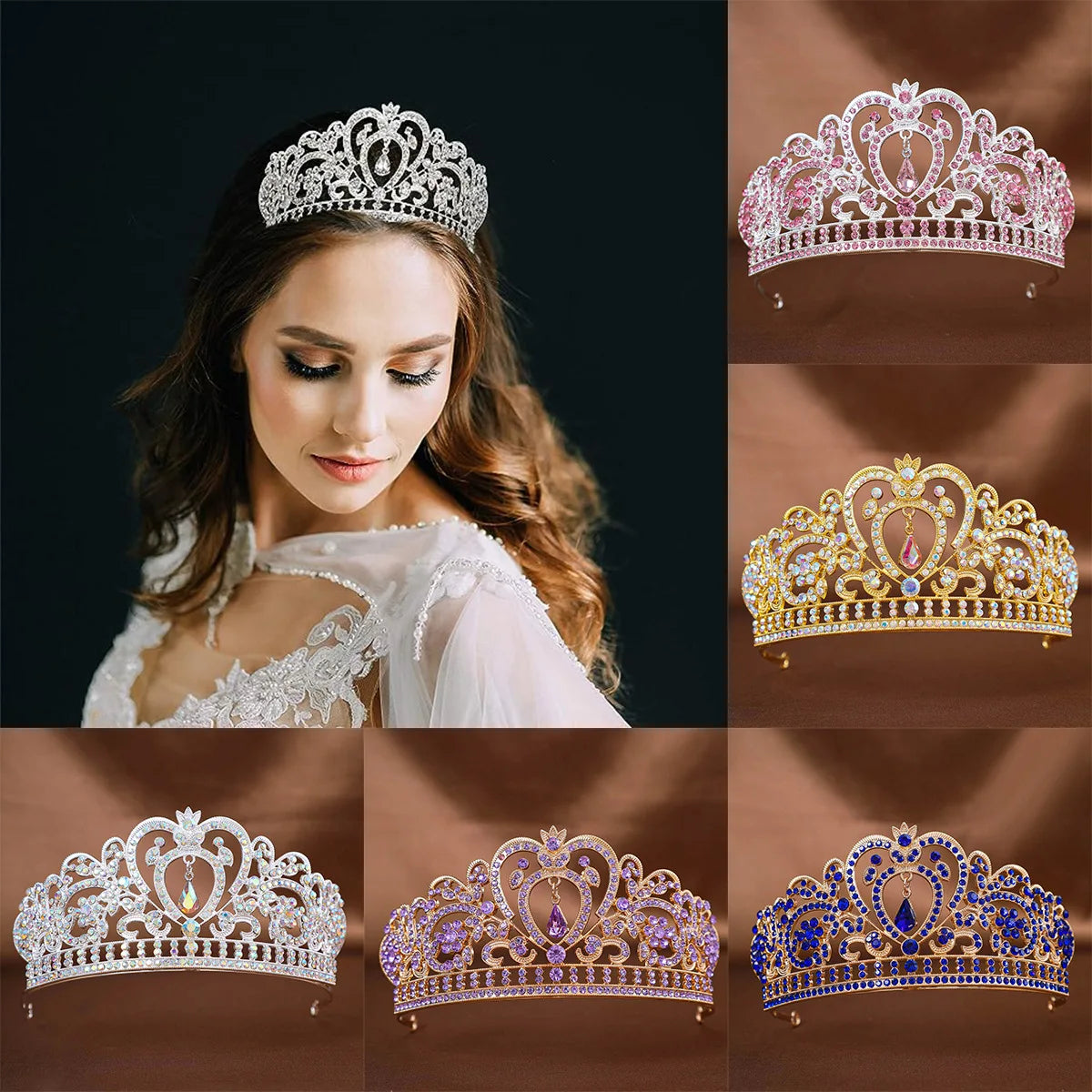 Fashion Crystal Rhinestone Tiaras Princess Birthday Pageant Crowns, elevate any celebration with this exquisite crystal heart tiara, 