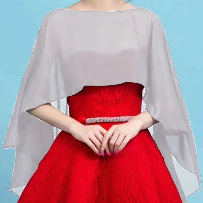Bridal Chiffon Shoulder Shrug Wedding Dress Slip Over Head Gray