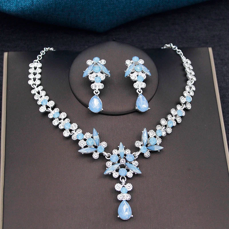 Wedding Jewelry Set Crystal Party Earrings Necklace Accessories, Indulge in pure luxury with our Crystal Party Jewelry Set. This set includes a dazzling choker