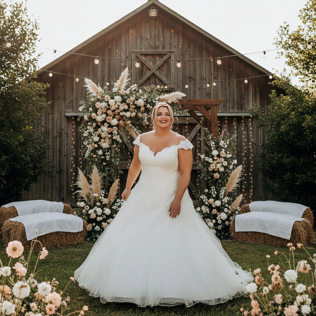 Plus Size Wedding Dress Organza A Line Bridal Gown