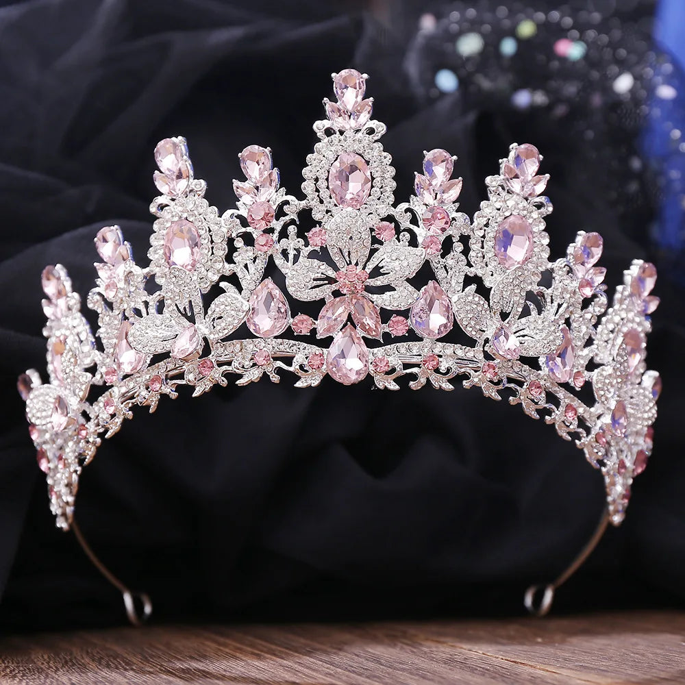 Quinceanera Tiara Rhinestone Crystal Princess Crown Hair Accessory, Dazzle and shine with our Rhinestone Crystal Pageant Headdress Tiara