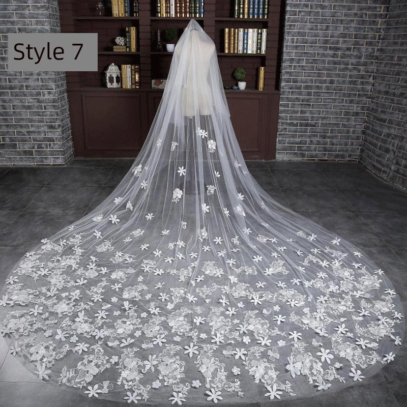 Wedding Veil  Cathedral Length Lace One Layer Bridal Accessory, Complete your bridal look with our Lace Cathedral Bridal Wedding
