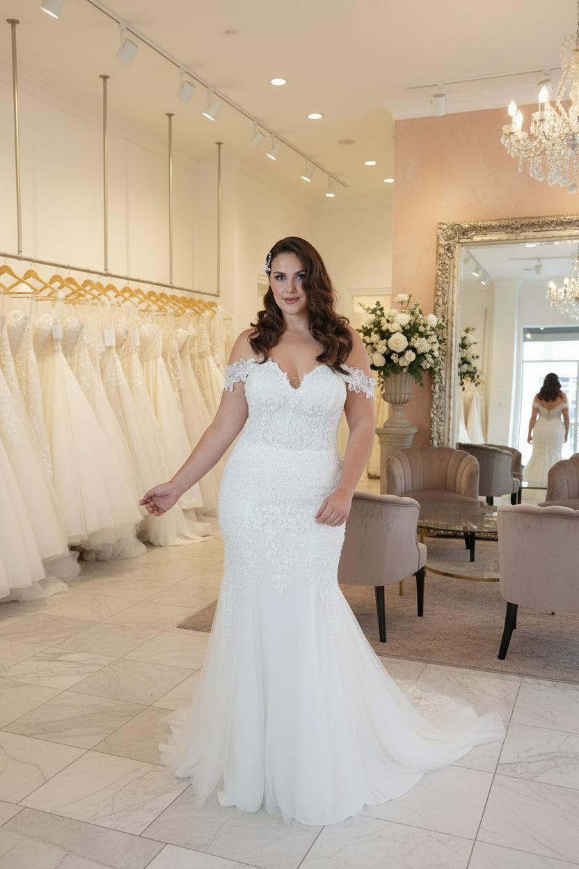 Plus Size Wedding Dress Mermaid Sweep Train Bridal Gown