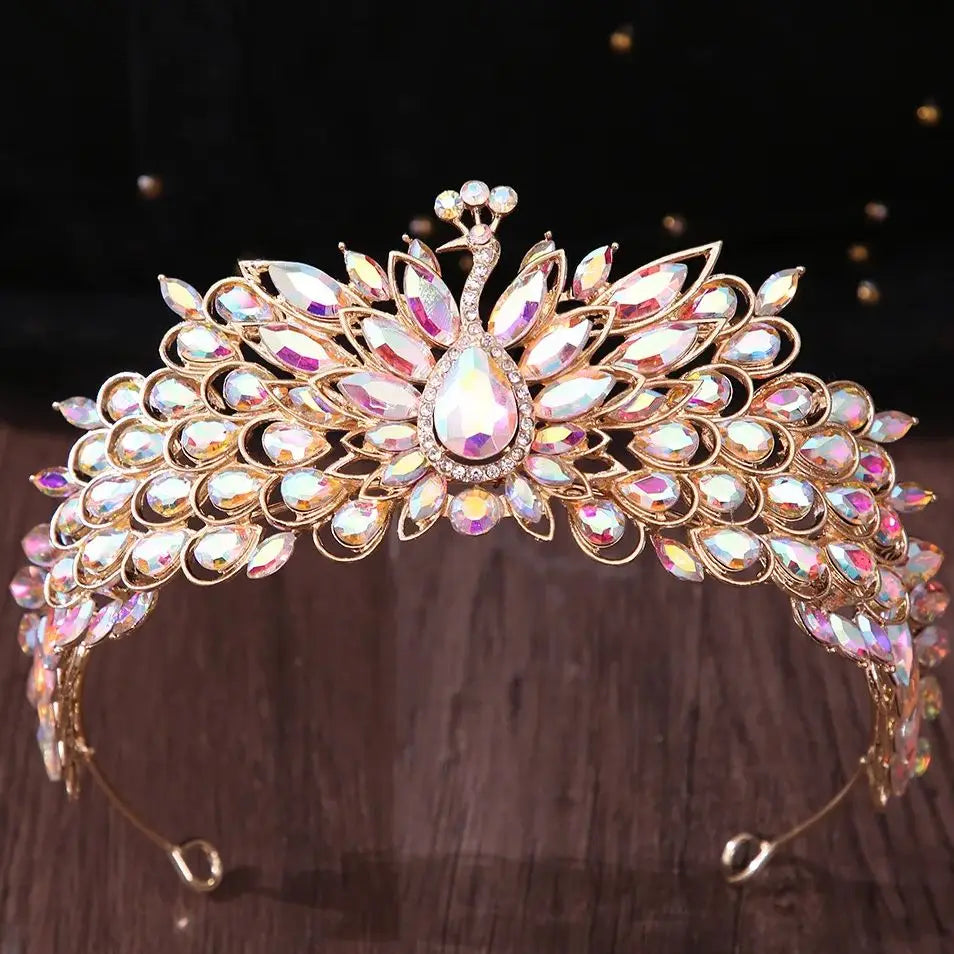 Crystal Peacock Crown Bridal Tiara Hair Accessories