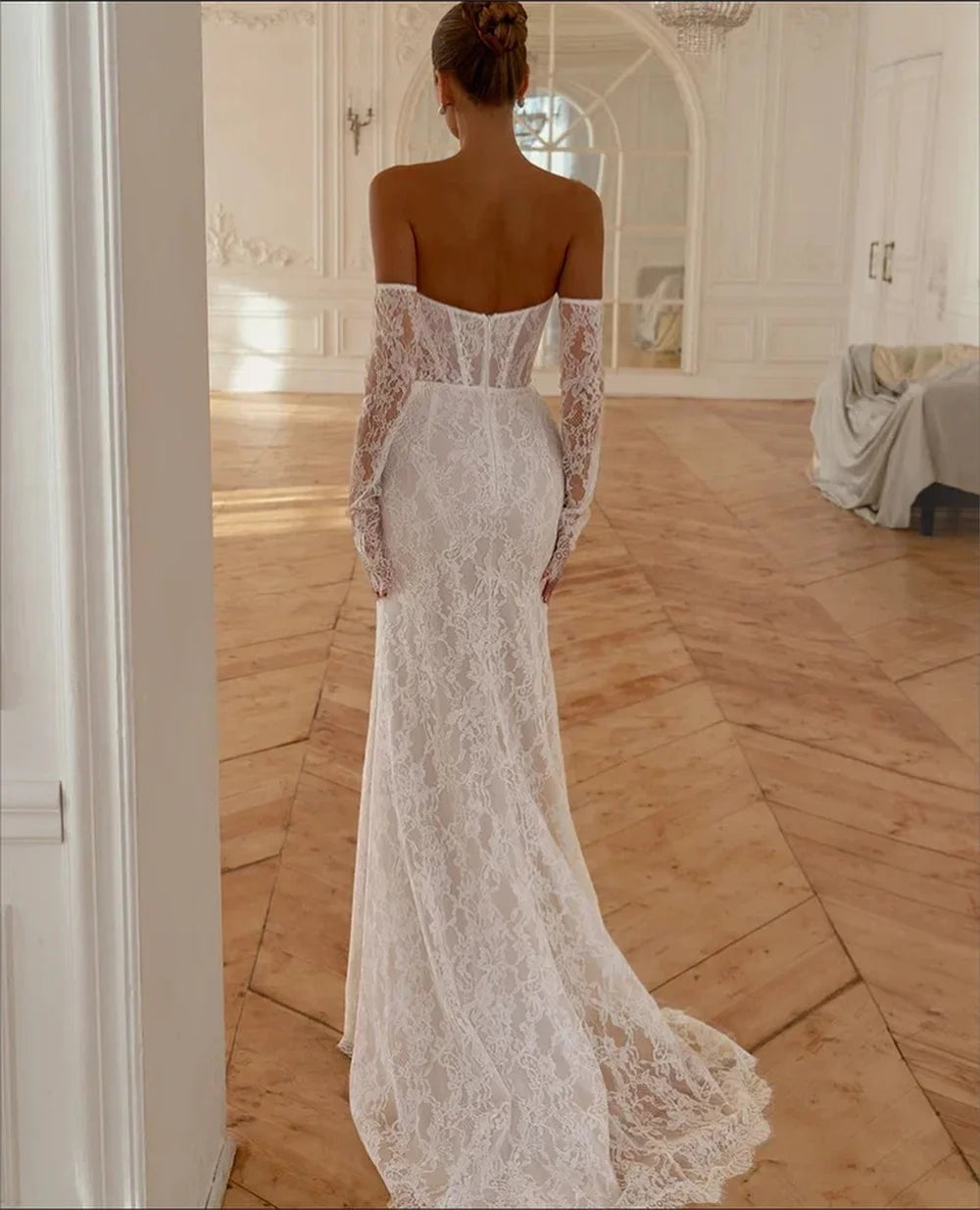 Boho Mermaid Wedding Dress Mermaid Corset Bridal Gown, Embrace your inner romantic with this stunning boho wedding dress that's equal parts ethereal and dramatic.