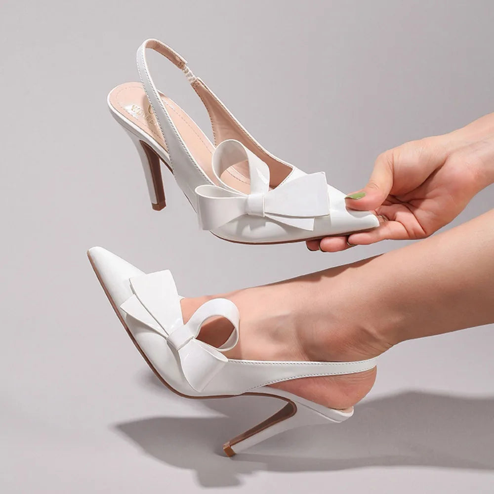 Bow High Heeled Sandals Summer Wedding Shoes