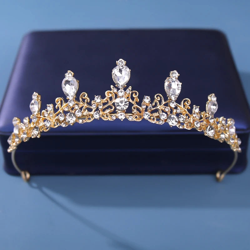 Petite Crystal Tiara Party Day Crown Hair Accessory, elevate your birthday or bridal look with a petite crystal tiara