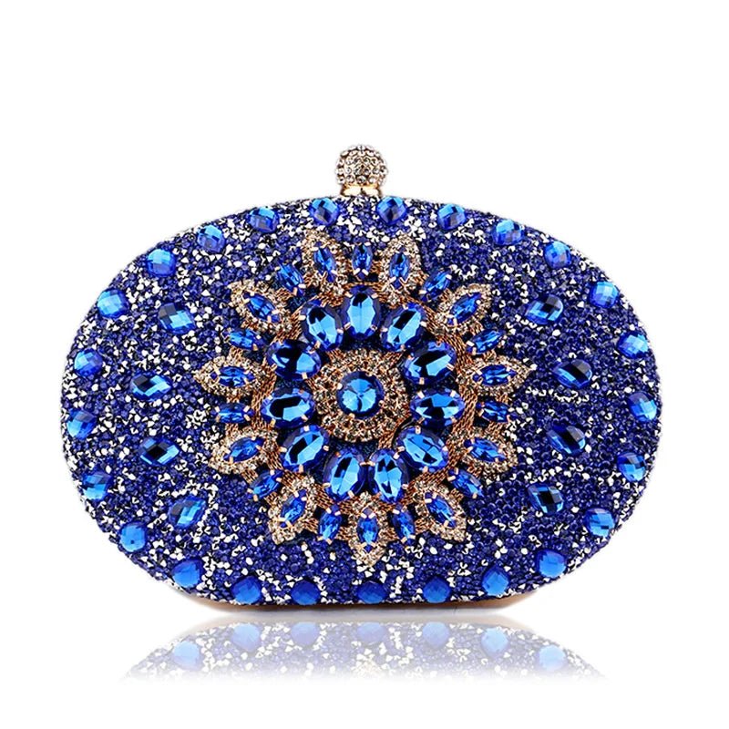Crystal Floral Evening Mini Clutch Purse Cosmetic Evening Purse, elevate your evening ensemble with this radiant crystal clutch, designed to hold your essentials 