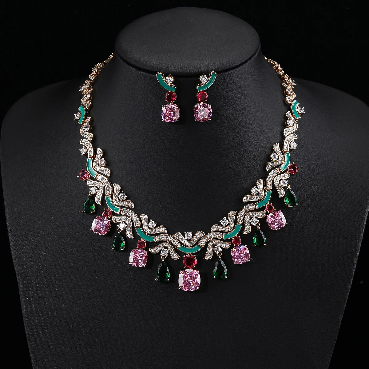 Wedding Jewelry Set Cubic Zirconia Earrings Necklace Accessories, Indulge in luxury with our stunning cubic zirconia jewelry set. 