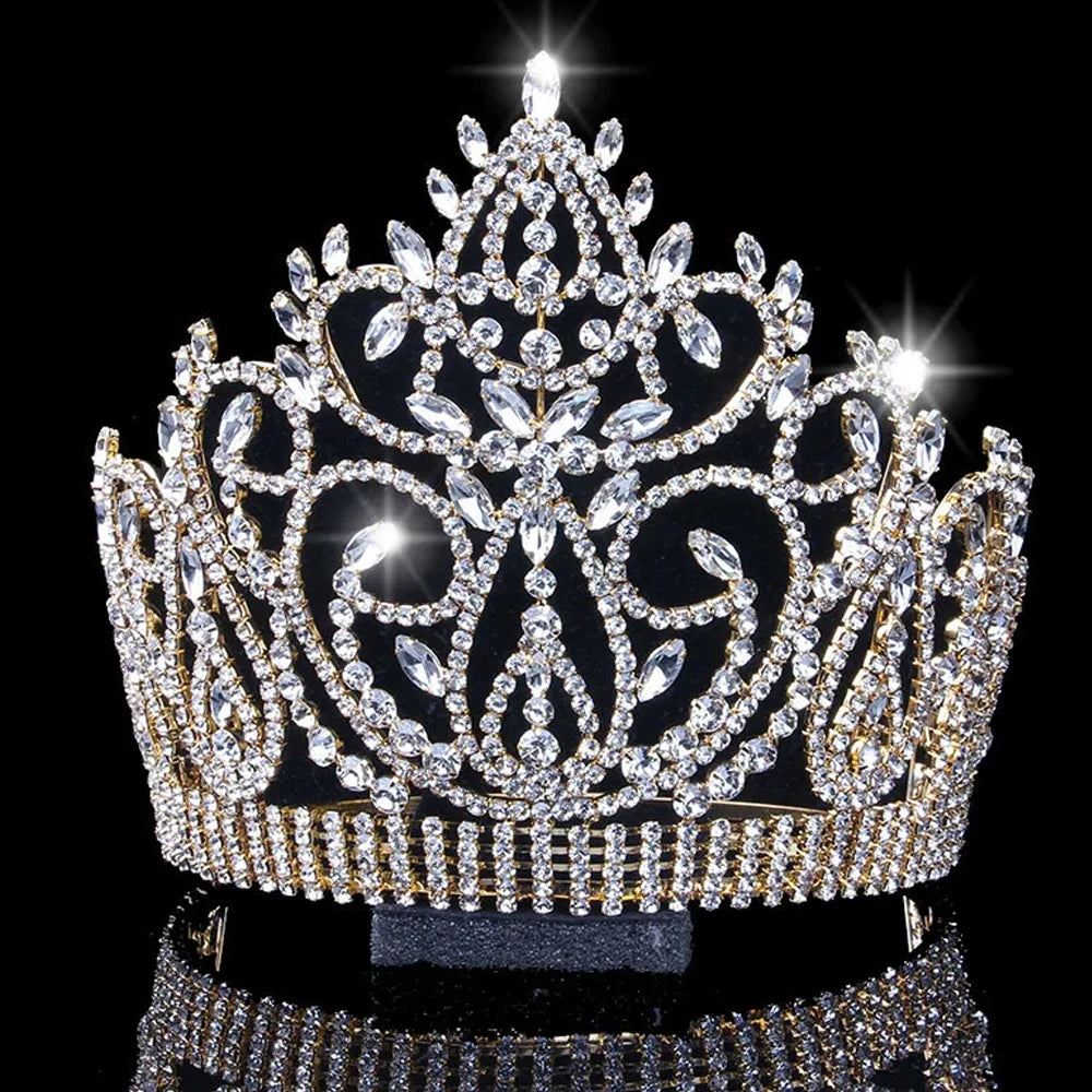 Tall  Rhinestone Crystal Pageant Tiara Crown Winners Hair Accessory, elevate your pageant look with this stunning tall tiara crown
