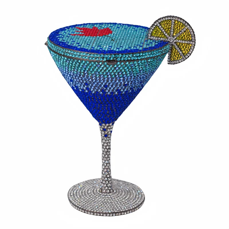 Beaded Clutch For Special Occasions Martini Cocktail Crystal Purse, Elevate your evening ensemble with the Martini Cocktail Cup 
