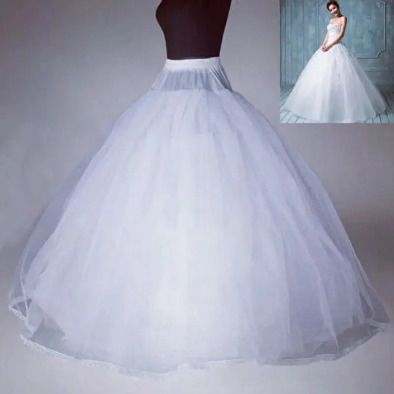 White tulle petticoat slip underskirt, perfect for adding volume to a wedding gown without bulky hoops.