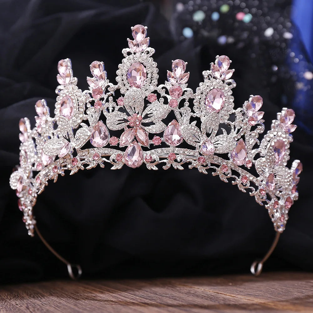 Quinceanera Tiara Rhinestone Crystal Princess Crown Hair Accessory, Dazzle and shine with our Rhinestone Crystal Pageant Headdress Tiara