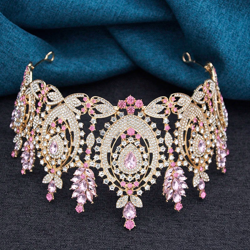 Quinceanera Tiara Crystal Crown Princess Hair Accessory, Transform into a royal with our Enchanted Crystal Rhinestone Tiara.