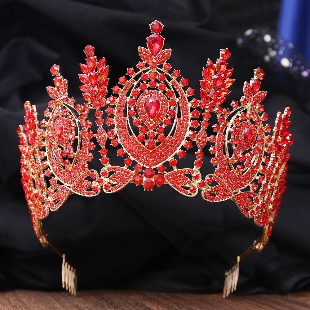 Pageant Party Tiara Regal Full Crystal Crown Hair Accessory, Unleash your inner royalty with our opulent crystal tiara crown, 