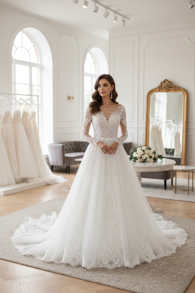 Lace Up Beaded O Net A Line Bridal Gown