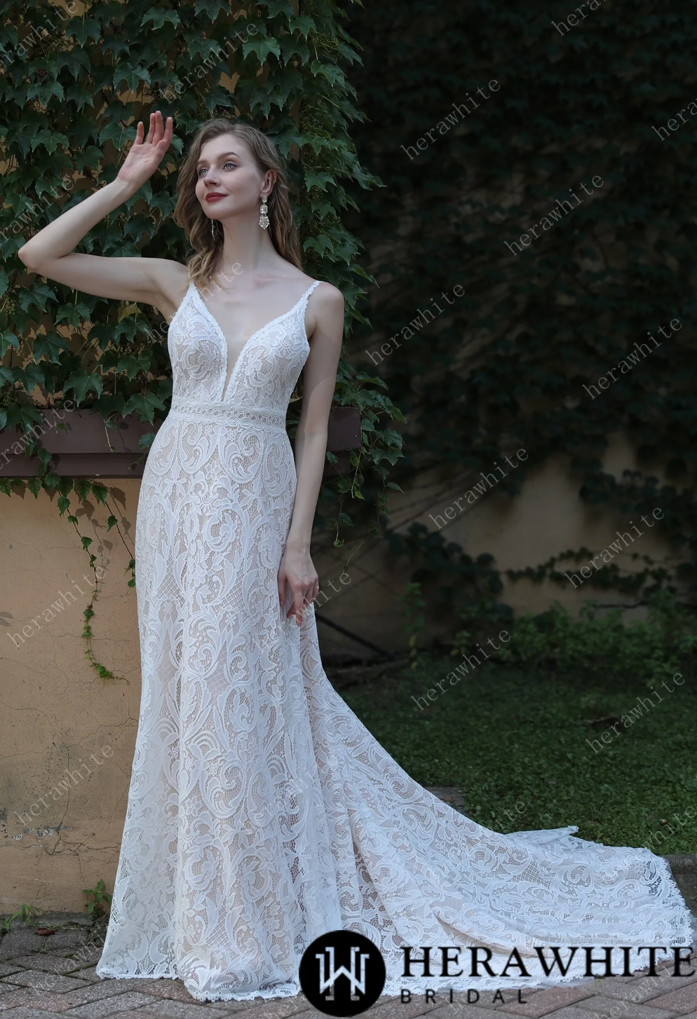 Wedding Dress Boho Lace With Spaghetti Straps With train