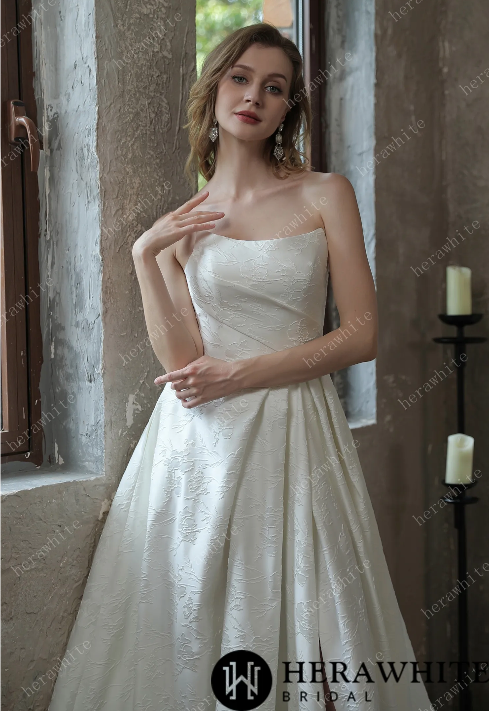 Satin Sleeveless Wedding Dress with Pockets Bridal Ballgown, scoop Neckline Brocade Satin Ballgown with Pockets.  Our wedding dress is all about decadent design.