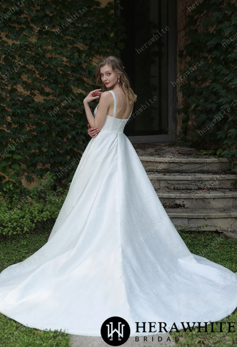 Wedding Dress Ballgown Satin With Shoulder Straps And Train